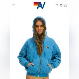 Aviator Nation blue quilted zip up